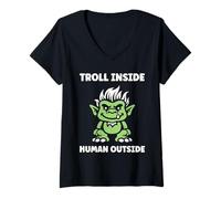 Donna Fantasy Creature Monster Funny Quote Troll Maglietta con Collo a V