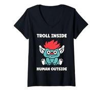Donna Fantasy Creature Monster Funny Quote Troll Maglietta con Collo a V