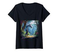 Donna Fantasy Eggs Dragon Knight Maglietta con Collo a V