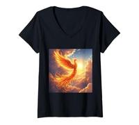 Donna Fantasy Flaming Phoenix Rises Maglietta con Collo a V