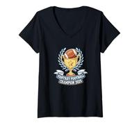 Donna Fantasy Football Champion 2025 Divertente Donna Uomo Maglietta con Collo a V