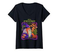 Donna Fantasy Land Wizard Mushroom Retro Vintage Funny Adult Humor Maglietta con Collo a V