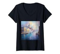 Donna Fantasy Misty Venezia Mattina Maglietta con Collo a V