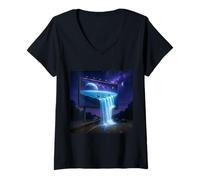 Donna Fantasy Night Sea Road Maglietta con Collo a V