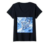 Donna Fantasy Snow Baby Leopard Maglietta con Collo a V