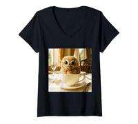 Donna Fantasy Tea Owl Baby Maglietta con Collo a V