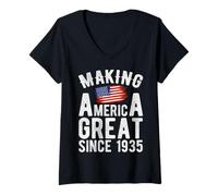 Donna Fare l"America grande dal 1935 90 Anni Uomini Donne Maglietta con Collo a V