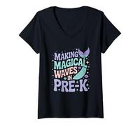 Donna Fare Onde magiche in Pre-K Back To School Maglietta con Collo a V