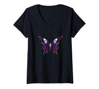 Donna Farfalla Bella Mandala, Vintage Retro T-Shirt Maglietta con Collo a V
