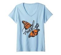 Donna Farfalla Bella Senza Paura Maglietta con Collo a V