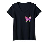 Donna Farfalla design unico collage bug art giardino farfalle Maglietta con Collo a V