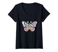 Donna Farfalla di Vienna - Personalizzato Carino Nome Word Art Maglietta con Collo a V