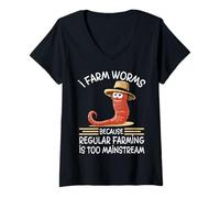 Donna Farm Worm perché l'agricoltura Regolare è Troppo Mainstream Maglietta con Collo a V