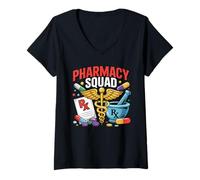 Donna Farmacia Squad Farmacista Tech CPhT PTCE RPh PharmD Maglietta con Collo a V