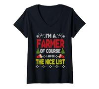 Donna Farmer of Course On The Nice List Ugly Christmas Sweater Maglietta con Collo a V