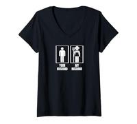 Donna Farming Your Husband My Husband Moglie Funny Farmer Maglietta con Collo a V