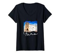 Donna Faro Portogallo Souvenir/Faro Maglietta con Collo a V
