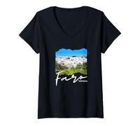 Donna Faro Portogallo Souvenir/Faro Maglietta con Collo a V