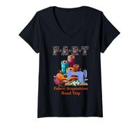Donna Fart Fabric Acquisition Road Trip Sewing F.A.R.T Quilting Maglietta con Collo a V