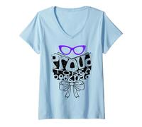 Donna Fascia e occhiali da donna "Proud to be a Book Nerd" Maglietta con Collo a V