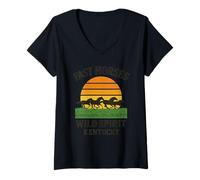Donna Fast Horses Kentucky - Camicia Wild Spirit Sunset Country Wester Maglietta con Collo a V