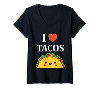 Donna Fastfood taco Minimalist Food semplice i love Tacos Maglietta con Collo a V