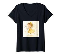 Donna Fata carina con dente di leone per un look spensierato Maglietta con Collo a V