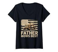 Donna Father Mow Best Garden Lawn Mower Erba Giardinaggio Festa del Padre Maglietta con Collo a V