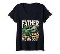 Donna Father Mow Best Garden Lawn Mower Erba Giardinaggio Festa del Padre Maglietta con Collo a V