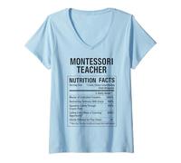 Donna Fatti dell"insegnante Montessori Maglietta con Collo a V