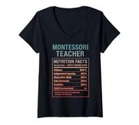 Donna Fatti dell"insegnante Montessori Maglietta con Collo a V