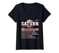 Donna Fatti di Saturno - Space Saturn Planet Maglietta con Collo a V