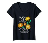 Donna Fatto 25 Anni Fa Girasole 25 Anni Donne 25 ° Compleanno Maglietta con Collo a V
