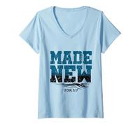 Donna Fatto Nuovo Battesimo Camicia Christian Camicie per Giovani Maglietta con Collo a V