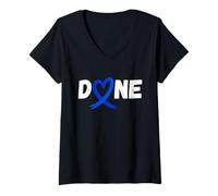 Donna Fatto Ultimo Giorno Di Radiazioni Chemo Colon Cancro Amore Cuore Maglietta con Collo a V