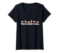 Donna Fattoria di maiale divertente maiale This Is How I Roll Pig Maglietta con Collo a V
