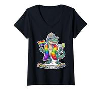 Donna Favoloso Rainbow Pride-o-Saurus Rex Maglietta con Collo a V