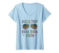 Donna Favoloso Viaggio per Ragazze Bora Bora 2026 Vacay Beaching Travel Maglietta con Collo a V