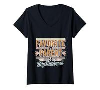 Donna Favorite Parent Don't Tell My Husband Mom Wife Joke --- Maglietta con Collo a V