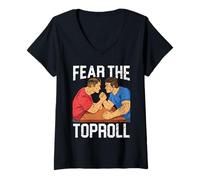 Donna Fear The Toproll Wrestler Wrestler Braccio di Ferro Maglietta con Collo a V