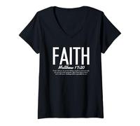 Donna Fede Cristiana Parola Minimalista Inspirational Design Maglietta con Collo a V