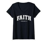 Donna Fede per fedeli cristiani Uomo e Donna Amore Dio & Gesù Maglietta con Collo a V