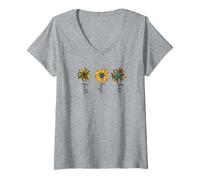 Donna Fede Speranza Amore Girasole per Gesù Amanti Bianco Cristiano Maglietta con Collo a V