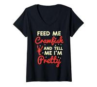 Donna Feed Me Crawfish Tell Me Im Pretty Funny Gamberi Donne Maglietta con Collo a V