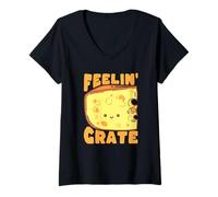 Donna Feelin Grate Cheese Pun Divertente Umorismo Maglietta con Collo a V