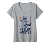 Donna Feelin' Spritzy - Divertente Racoon Maglietta con Collo a V