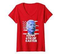 Donna Felice 4th Of Easter A Joe Biden Funny Meme Maglietta con Collo a V