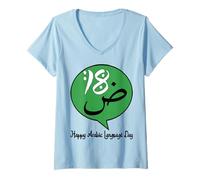 Donna Felice Giornata della Lingua araba Giornata della Cultura araba Insegnante Maglietta con Collo a V