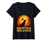 Donna Felice Howl-o-ween Maglietta con Collo a V