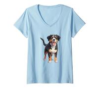 Donna Felice Proprietario del Bovaro del Bernese Maglietta con Collo a V